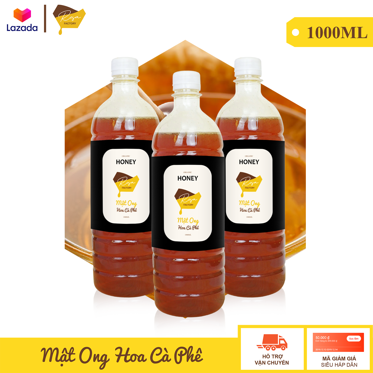 Mật ong nguyên chất rosa factory bảo lộc hoa cà phê 250ml
