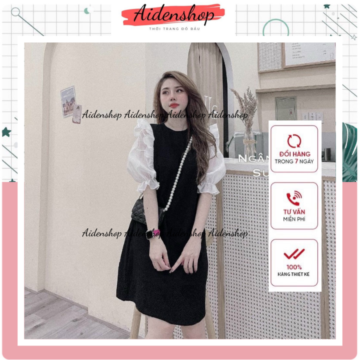 Váy bầu thiết kế Aidenshop Đầm bầu xinh thời trang thu tay lỡ