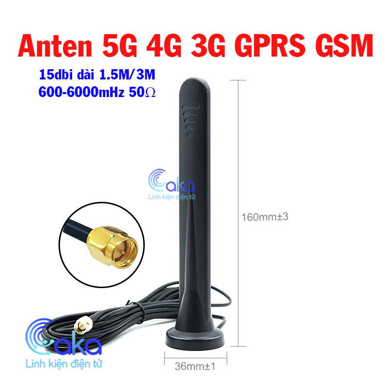 Anten 5G 4G 3G 2G GSM GPRS 15dBi SMA đực 600-6000mHz