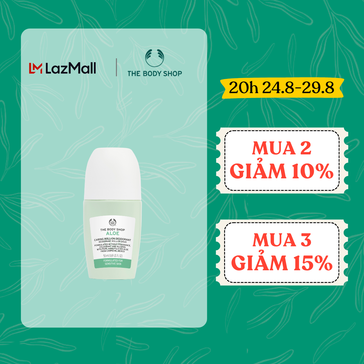 Lăn Khử Mùi Aloe Anti-Perspirant Deodorant 50ml The Body Shop