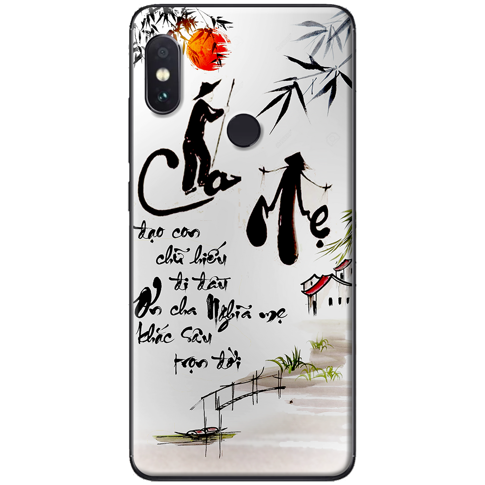 Ốp lưng dành cho xiaomi redmi note 5, redmi note 6, redmi note 7, redmi note 8, 8 pro, redmi note 9, 9s, 9 pro mẫu thư pháp cha mẹ
