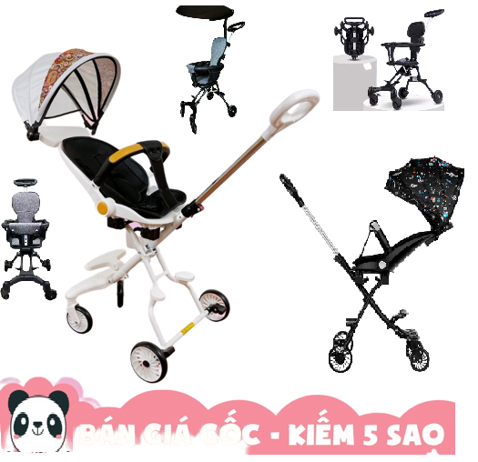 Xe đẩy em bé du lịch gấp gọn đảo chiều siêu nhẹ - Xe đẩy du lịch đi bộ