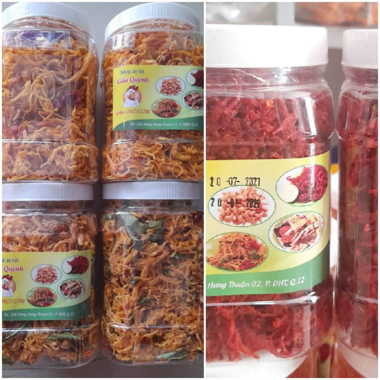Combo 3kg (gà lá chanh 1kg,gà bơ tỏi 1kg, bò xé sợi 1kg)