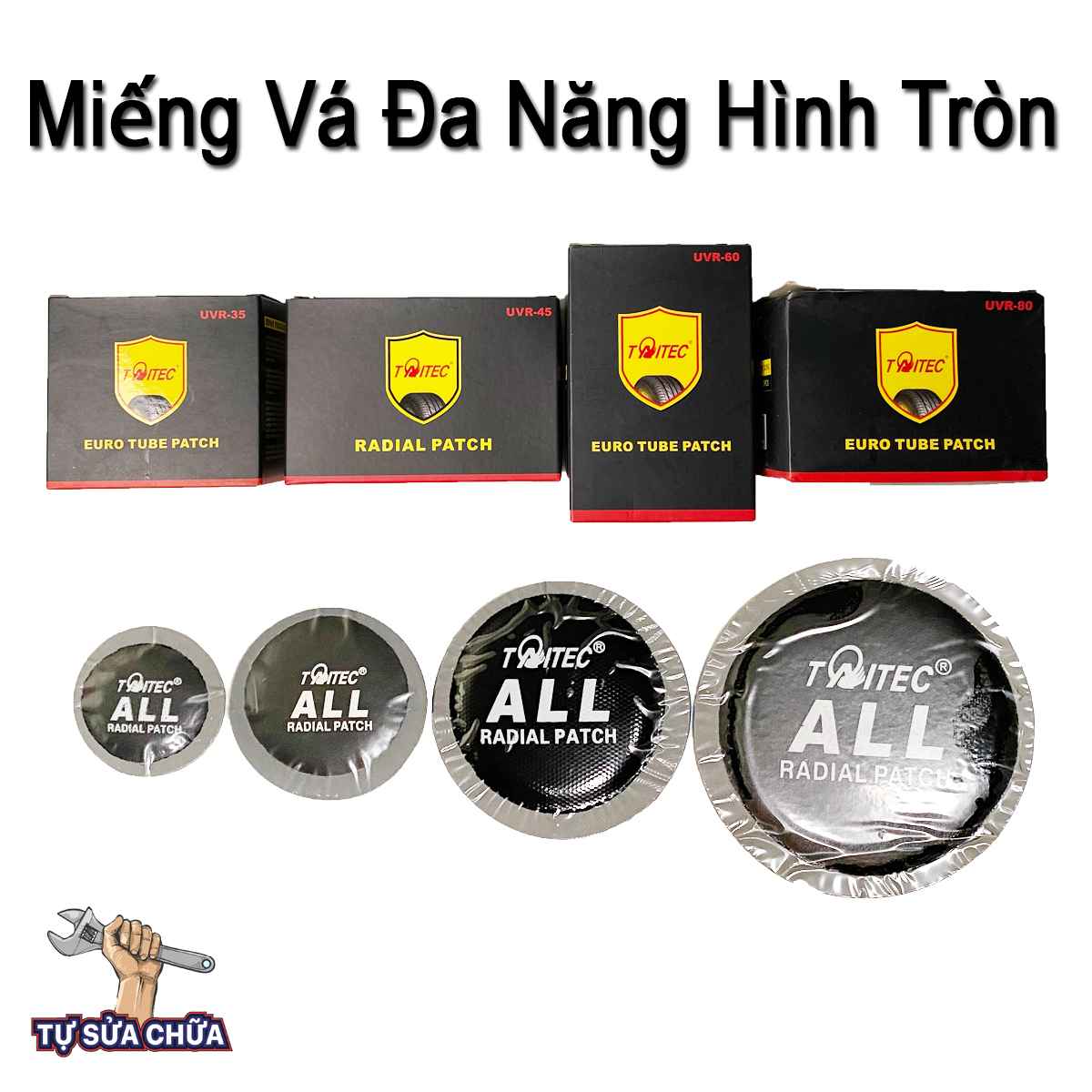 Miếng vá săm lốp đa năng tiêu chuẩn mỹ UVR hình tròn đường kính từ 35-80mm
