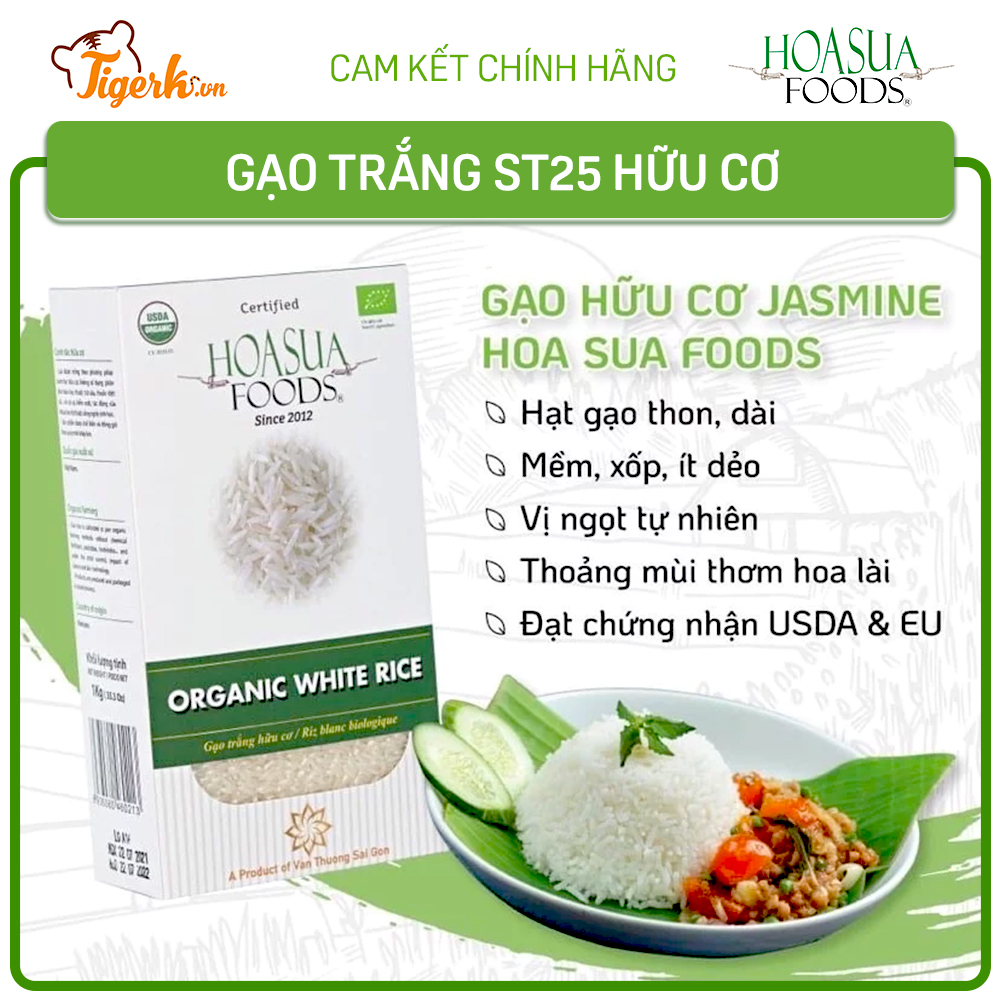 Gạo trắng ST25 hữu cơ Hoa Sữa 1KG