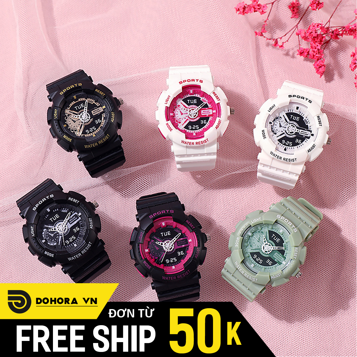 Đồng hồ thể thao nam nữ Sports S150, Máy chạy 3 kim, Giả điện tử, Phong cách Hàn Quốc, chống nước nhẹ