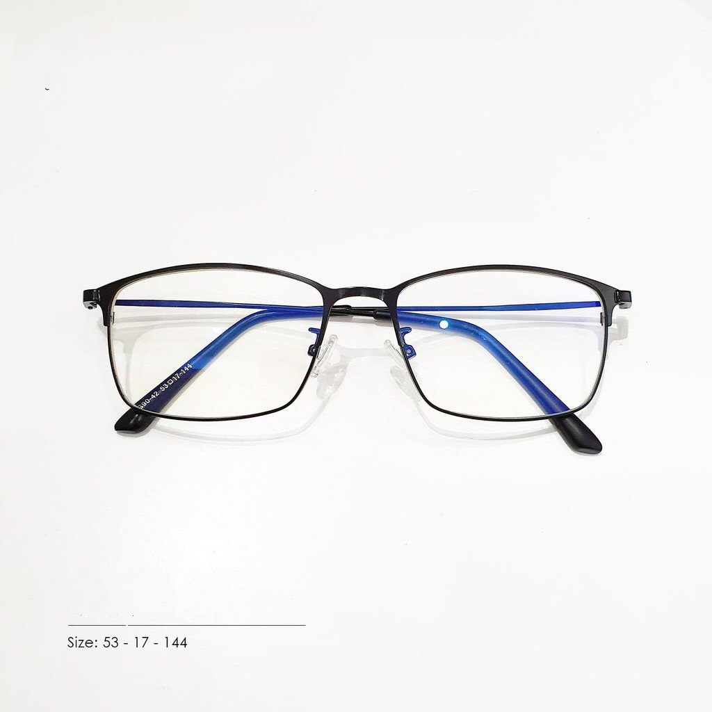 Kính Mát Nam Nữ Hình Chữ Nhật Gọng Kính Cận Khung Kim Loại Thay Tròng Cận