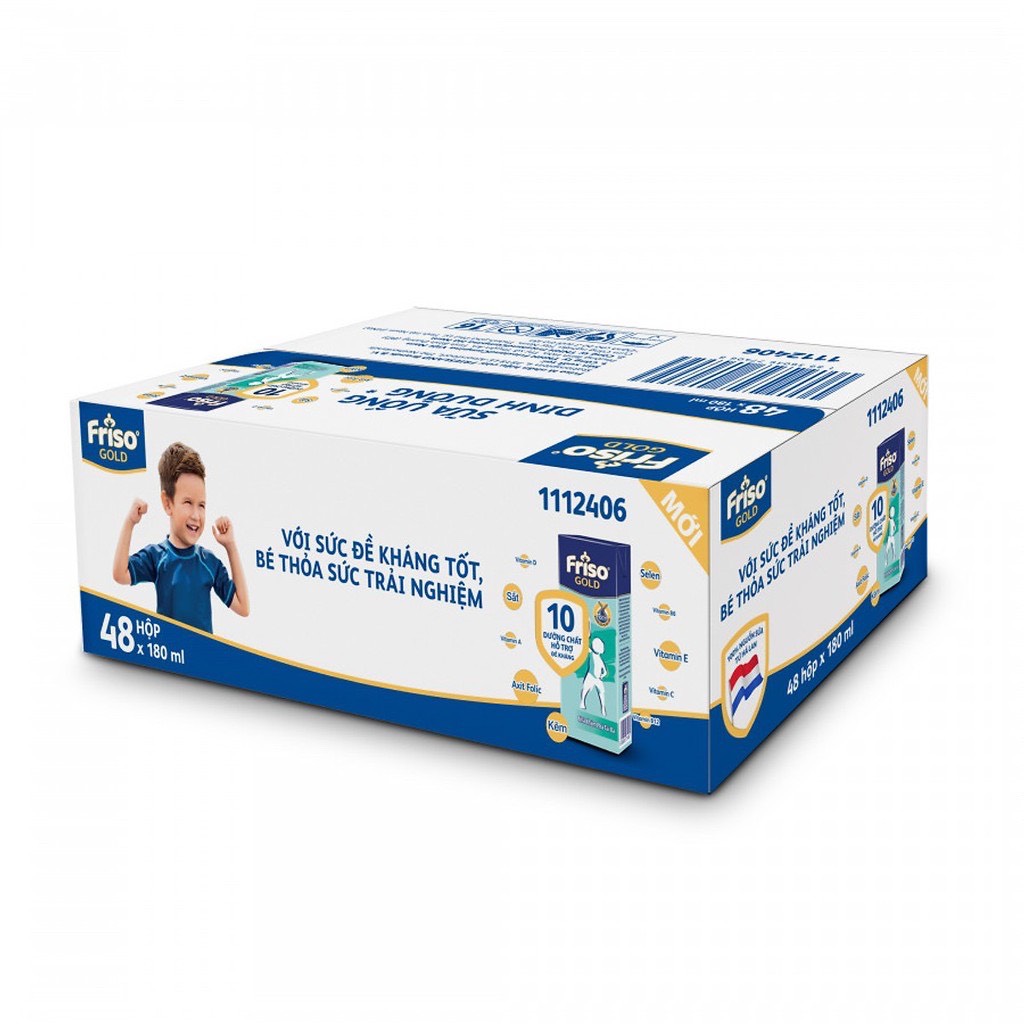 Thùng 48 hộp sữa bột pha sẵn friso gold vani