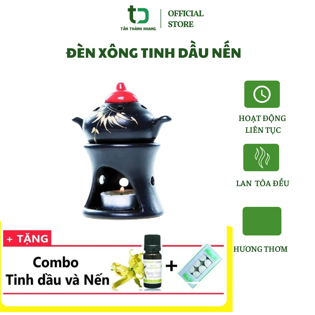 [COMBO - ƯU ĐÃI ĐẶC BIỆT ]- Đèn xông tinh dầu nến - 10ML TINH DẦU SẢ CHANH  - NẾN