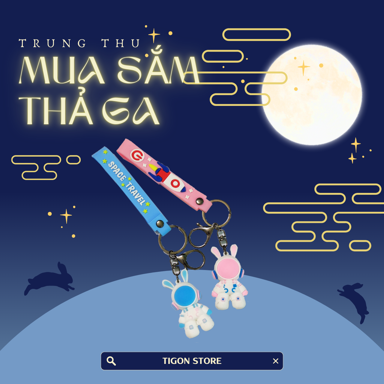 Móc Khoá Thỏ Phi Hành Gia Siêu Cute Hoạt Hình Hottrend - tigon store