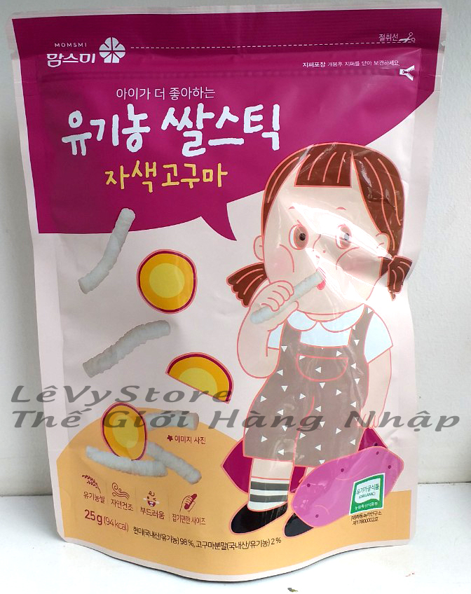 Bánh gạo hữu cơ Momsmi Hàn Quốc vị khoai lang dạng que 25g - LeVyStore - TheGioiHangNhap