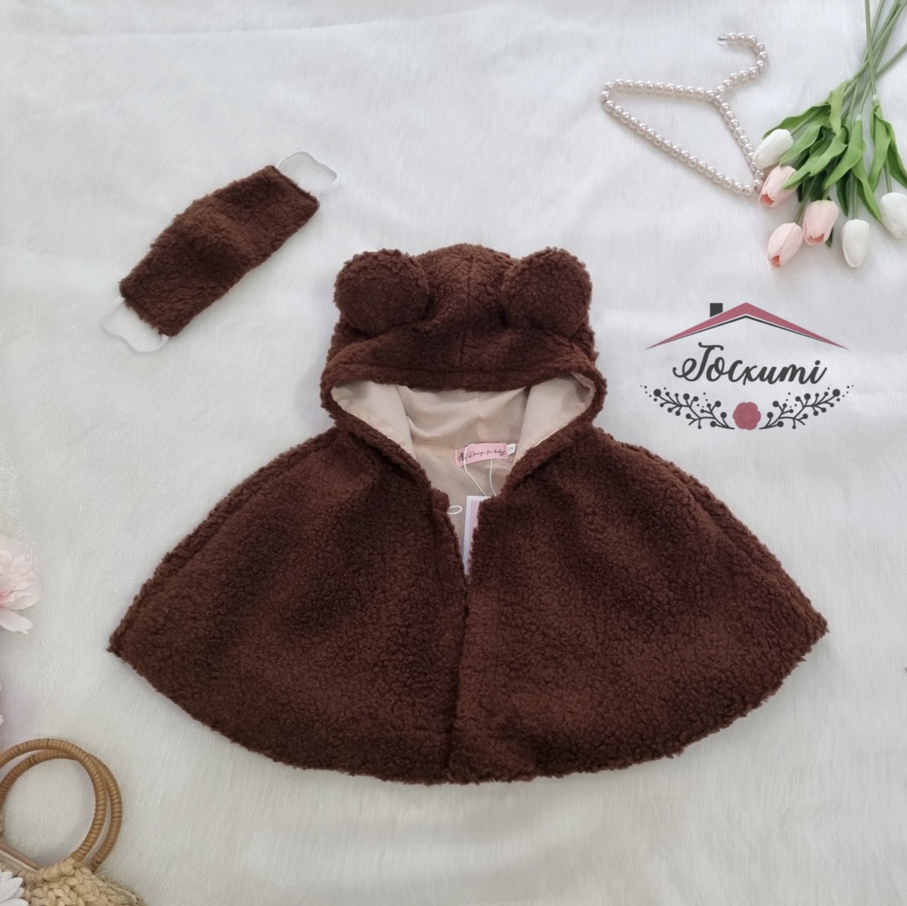 Khoác gấu nâu cafe xịn sò xinh yêu cho bé - tocxumi