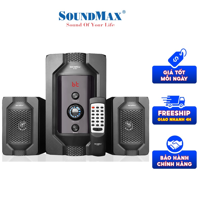 Loa Vi Tính Soundmax A927/2.1 Công Suất 32w Cho Âm Thanh Sống Động Và Chân ThựcHỗ Trợ Kết Nối BluetoothUsbSd Card & Ngõ Vào Aux Rca Jack / 3.5mm Stereo.Thích Hợp Cho Nghe NhạcXem PhimHay Chơi Game