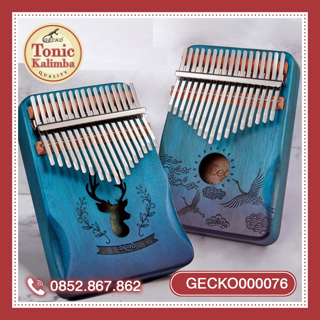 ◄﹍  Đàn kalimba 17 phím gỗ tròn cứng New Zealand nguyên khối Mahagony GECKO000076 Hàng chính hãng