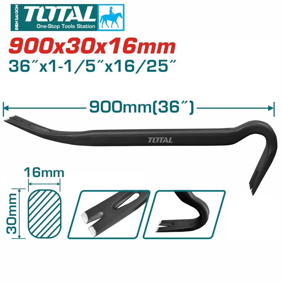 Total ingco tht431142 14inch 350mm nail removal crowbar