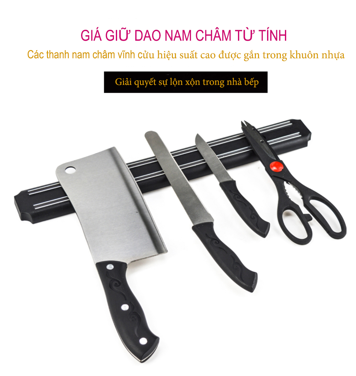 thanh nam châm treo dao kéo dụng cụ - giá gác dao kéo dụng cụ nam châm, tiện lợi, gọn gàng, an toàn - dính siêu chắc chắn