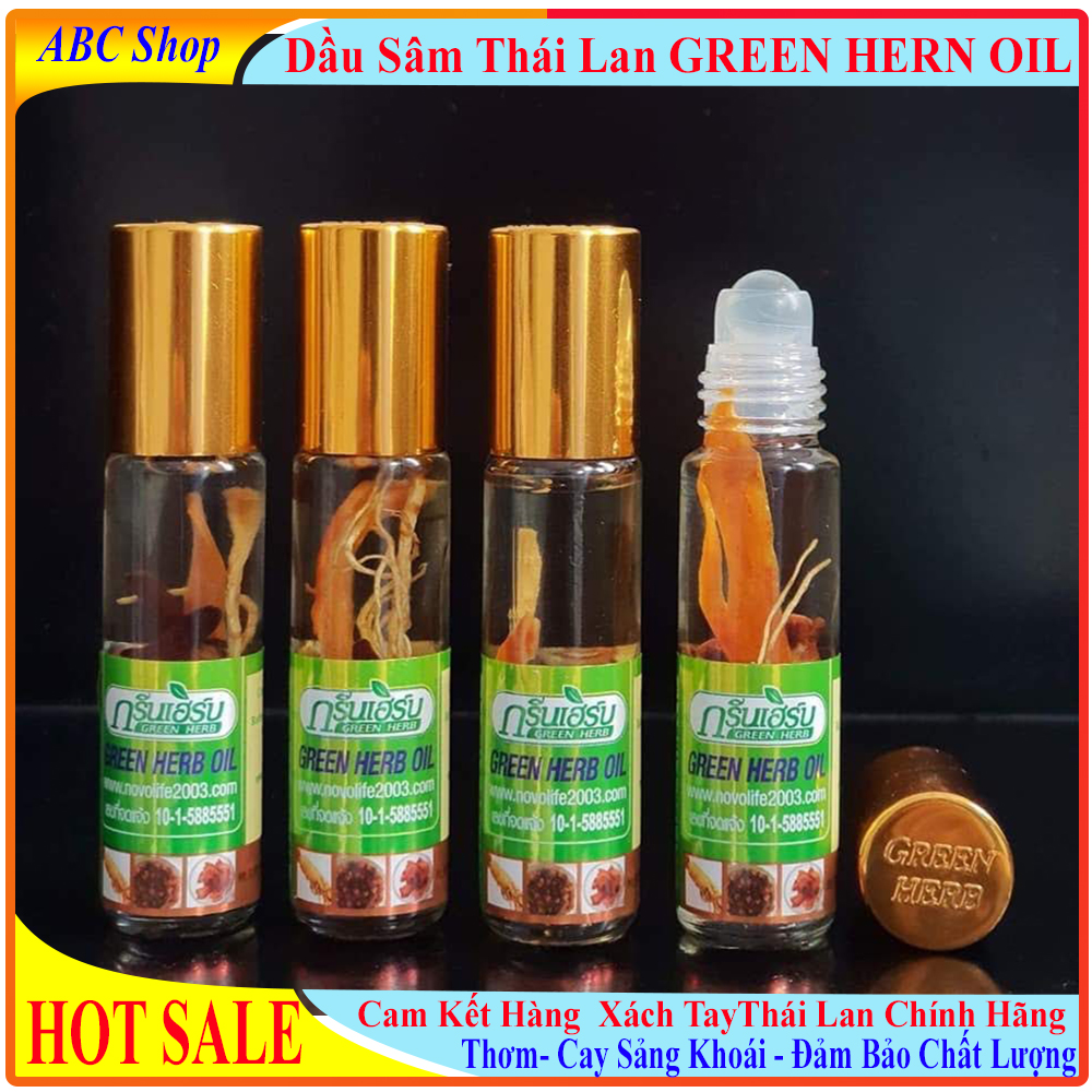 [HCM][HOTSale] Lốc 12 Chai Dầu Gió Thái Lan Green Herb Oil  – Dầu Thảo Dược Nhân Sâm – Dầu Lăn Nhân Sâm  – Hàng Chuẩn Rất Thơm (8ml x12)