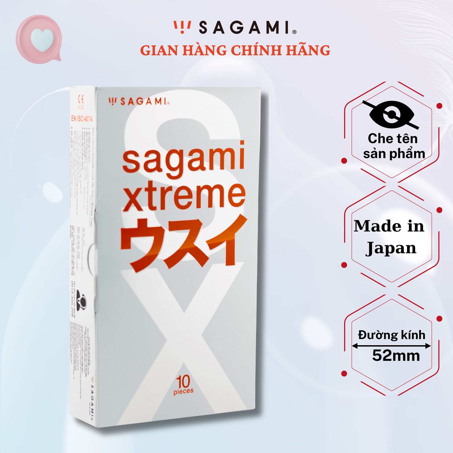 Bao cao su Sagami Superthin (hộp 10 chiếc) -  baocao su hàng siêu mỏng, co dãn tốt, không mùi, cỡ trung 52