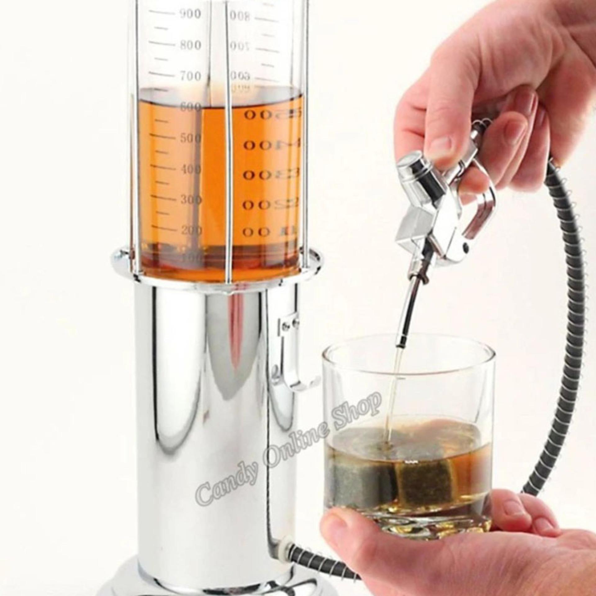 [HÀNG CHẤT] Bình Rót Nước Cây Xăng 1 Vòi 1 Lít - Bình rót rượu cây xăng 1 vòi 1 lít - Bình Rót Rượu Trong Suốt Mở Bia Máy, Bơm Rượu Rót Bình Chứa Hình Cây Xăng