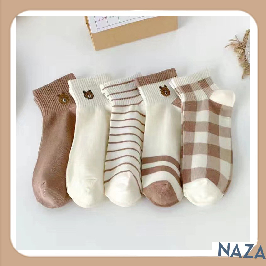 Set 10 đôi tất nữ vớ nữ cổ ngắn phong cách Hàn Quốc cute kèm họa tiết đáng yêu