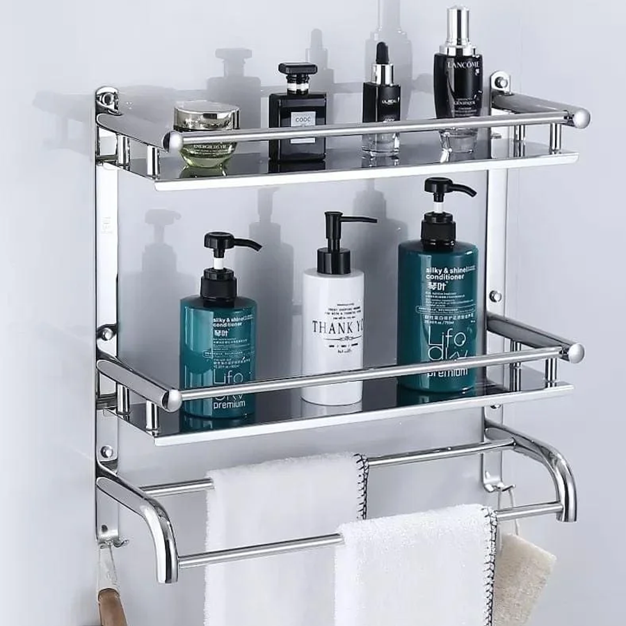 Kệ Nhà Tắm 2 Tầng Cao Cấp, kệ góc, kệ bếp, kệ nhà tắm, kệ để đồ, kệ góc tường, kệ treo tường, kệ dán tường kệ góc giá rẻ K-KB09