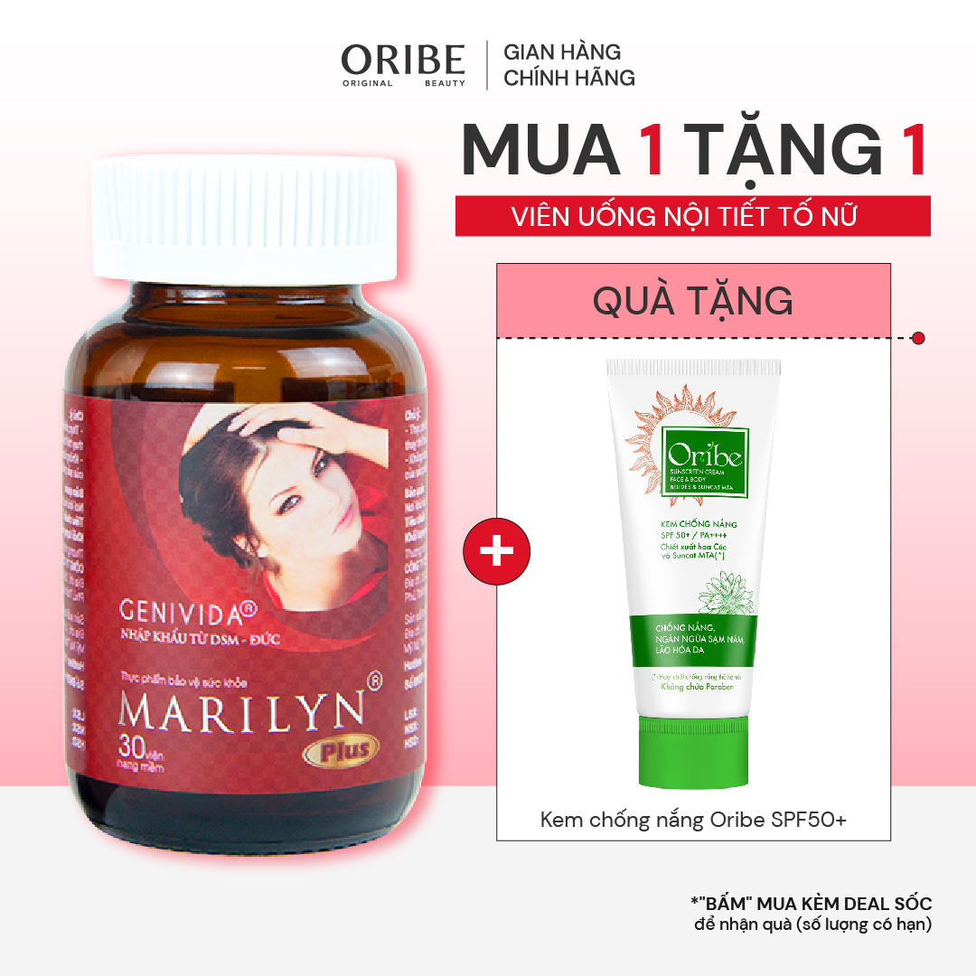 Viên uống nội tiết tố nữ Marilyn Plus Dân Khang giảm khô hạn tăng sinh lý nữ điều hòa kinh nguyệt hộp 30 viên