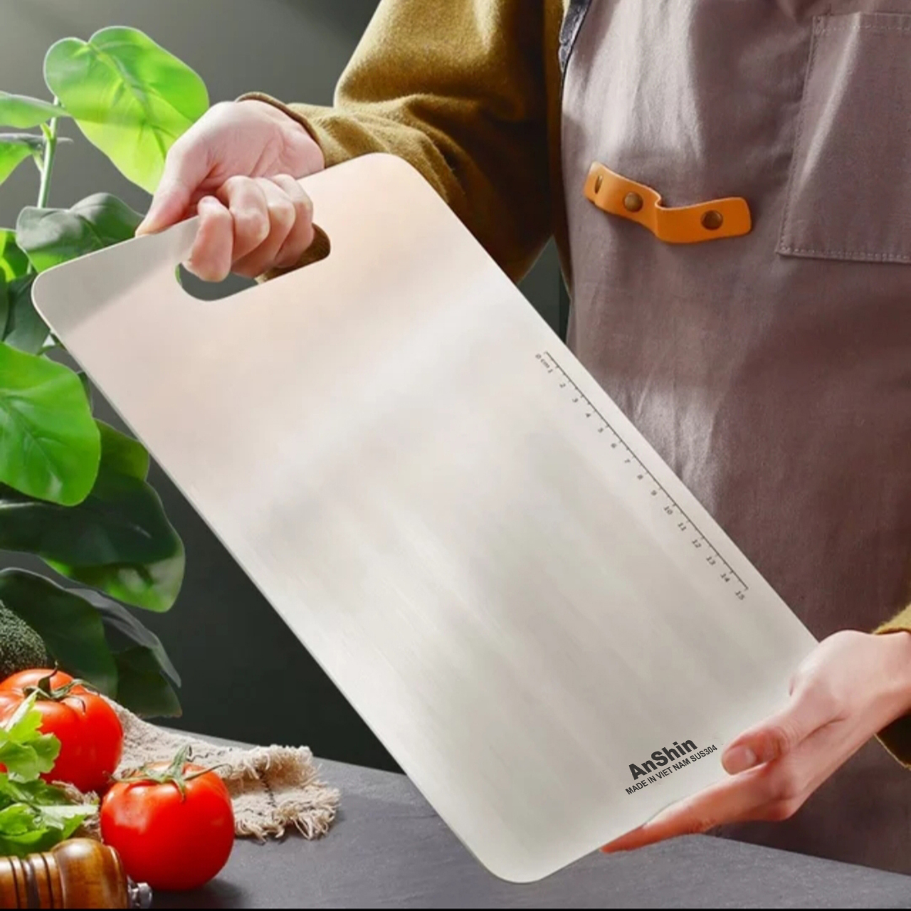 Thớt inox 304 - kháng khuẩn chống ẩm mốc chống gỉ sét - thớt inox SUS304 Anshin - hàng việt nam sản xuất