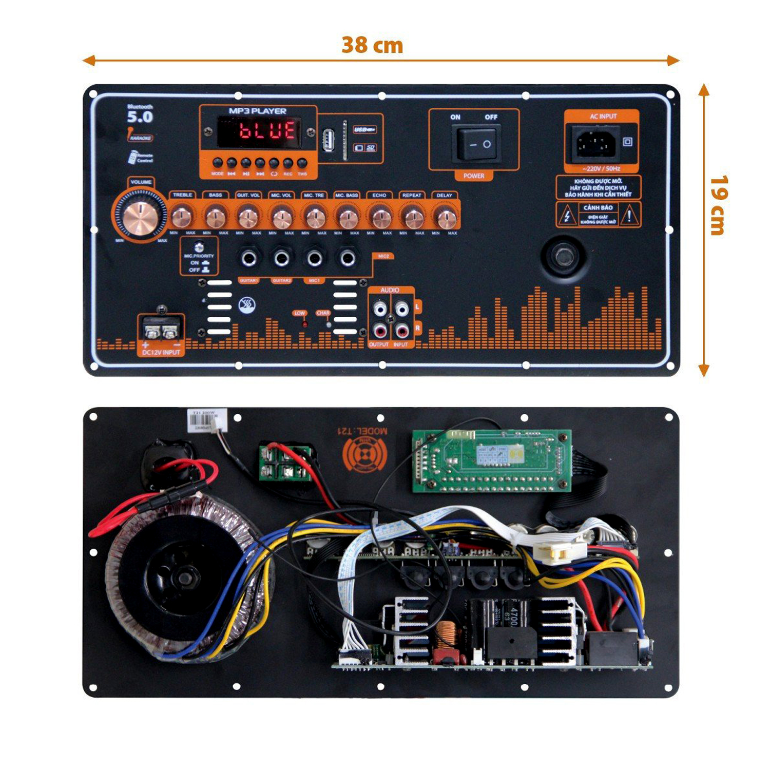 Mạch công suất loa kéo bo loa kéo 5 tấc đơn 4 tấc đôi T21 - mạch ngang