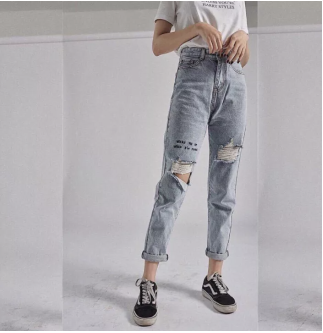 [MUA 2 TẶNG 1 KHẨU TRANG BẤT KỲ] QUẦN JEANS NỮ QUẦN BAGGY NỮ CÁ TÍNH THỜI TRANG CAO CẤP BAGGY IN RÁCH 92 KINH ĐÔ THỜI TRANG UNI