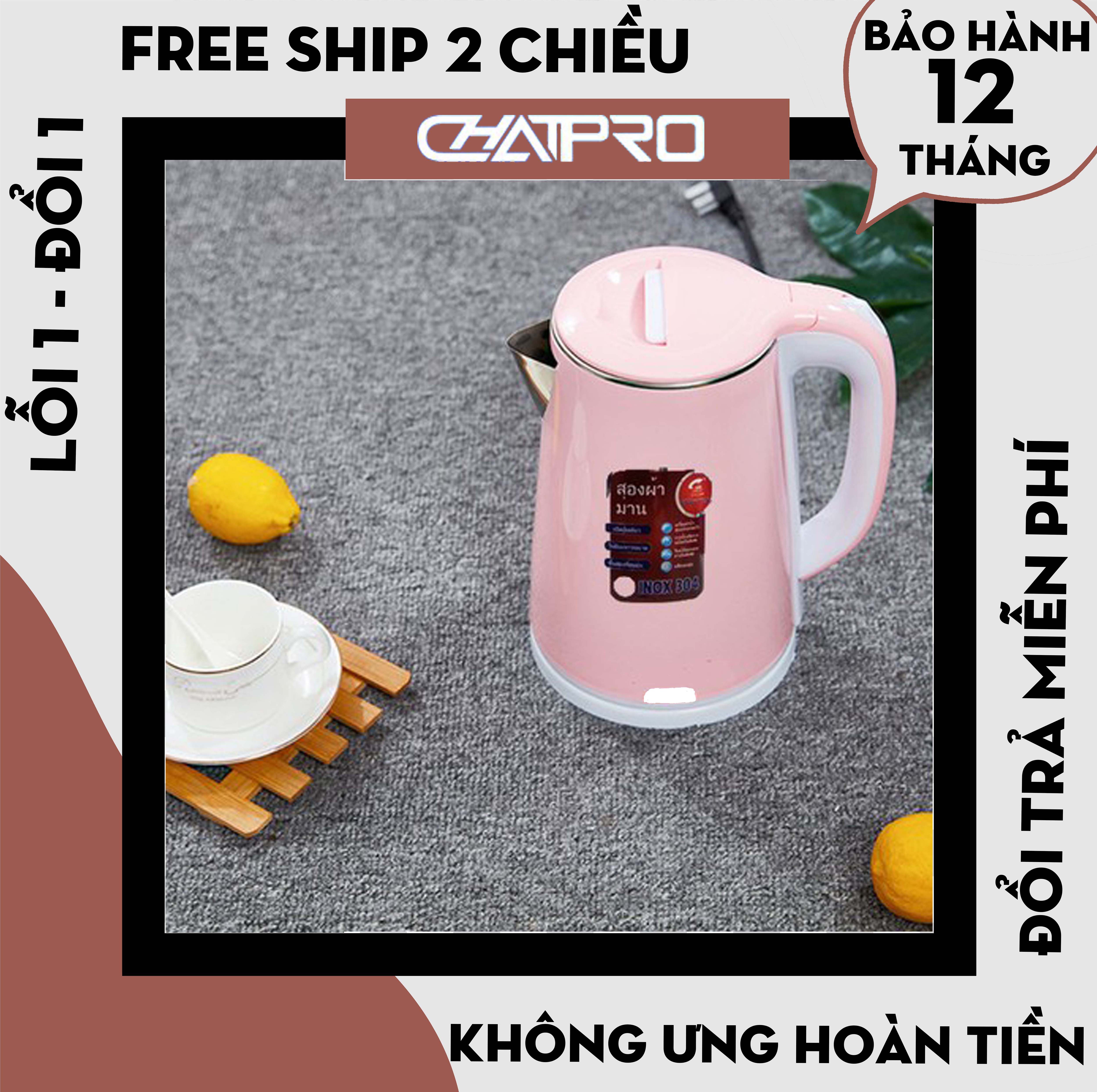 Ấm siêu tốc Jiplai Thái Lan 2 lớp 2,5l ( Bảo hành 12 tháng )