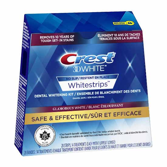 Hộp 14 cặp (14 miếng dán hàm trên và 1 4 miếng dán hàm dưới) dán trắng răng C.r.e.s.t 3D White Glamorous White của Mỹ
