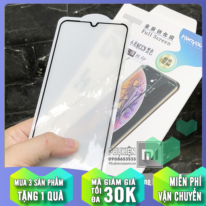 Kính cường lực cho xiaomi mi 9 lite / mi 9 / cc9 full viền đen henyou