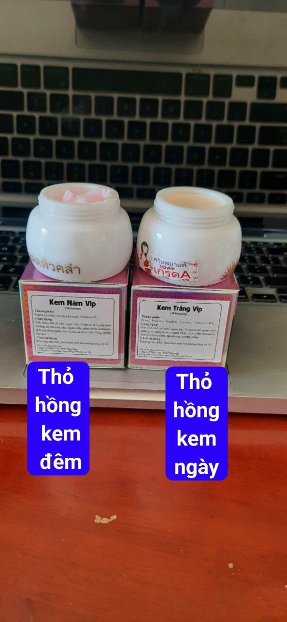 Combo Kem Thỏ hồng trắng da nám tàn nhang đồi mồi Thái Lan 1 hủ ban ngày 1 hủ ban đêm