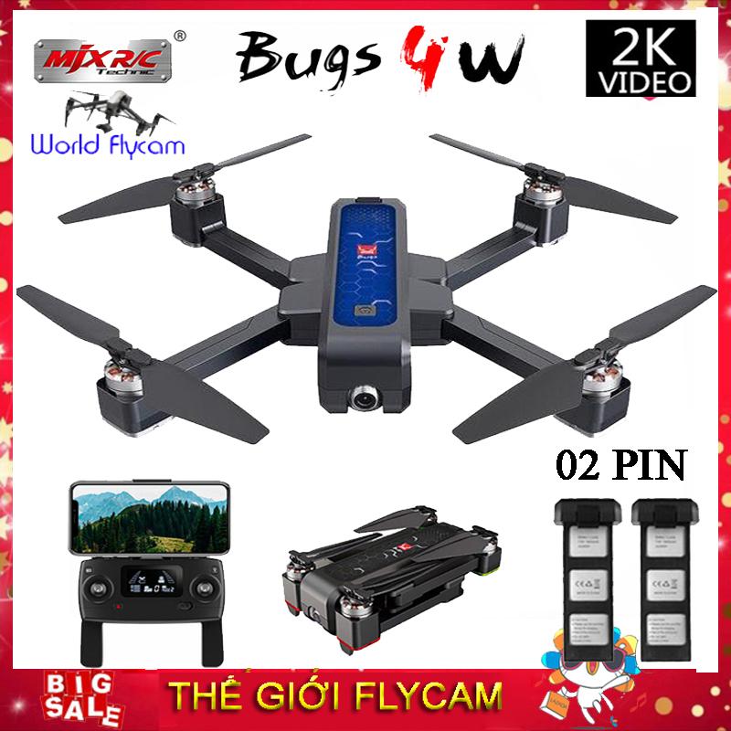 [Bộ 02 pin] Flycam MJX Bugs 4W Camera 2K – Cảm Biến Bụng – Bay 22 Phút - Động Cơ Không Chổi Than (Sánh tầm sjrc f11, hubsan zino, c-fly dream, bugs 5w)