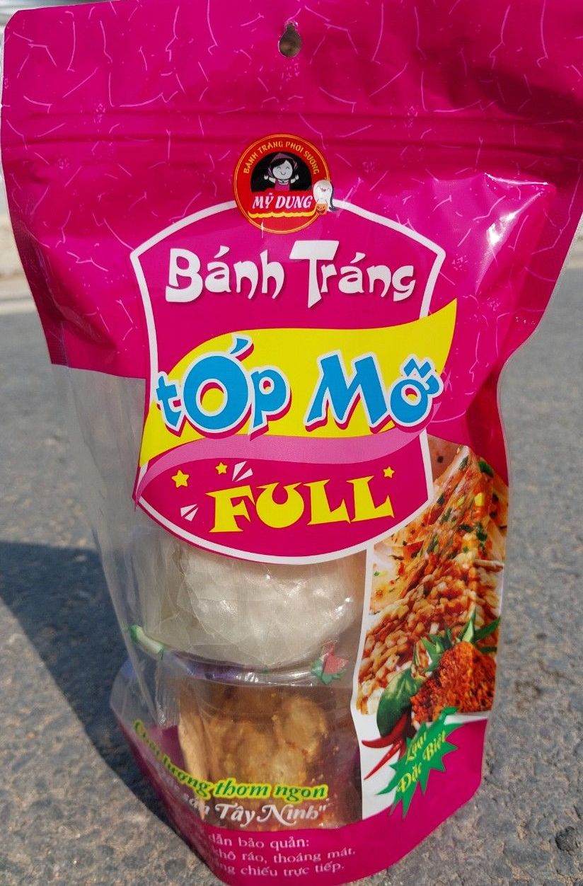 Bánh tráng tóp mỡ rim tỏi ớt Mỹ Dung cay giòn đắc sản Tây Ninh