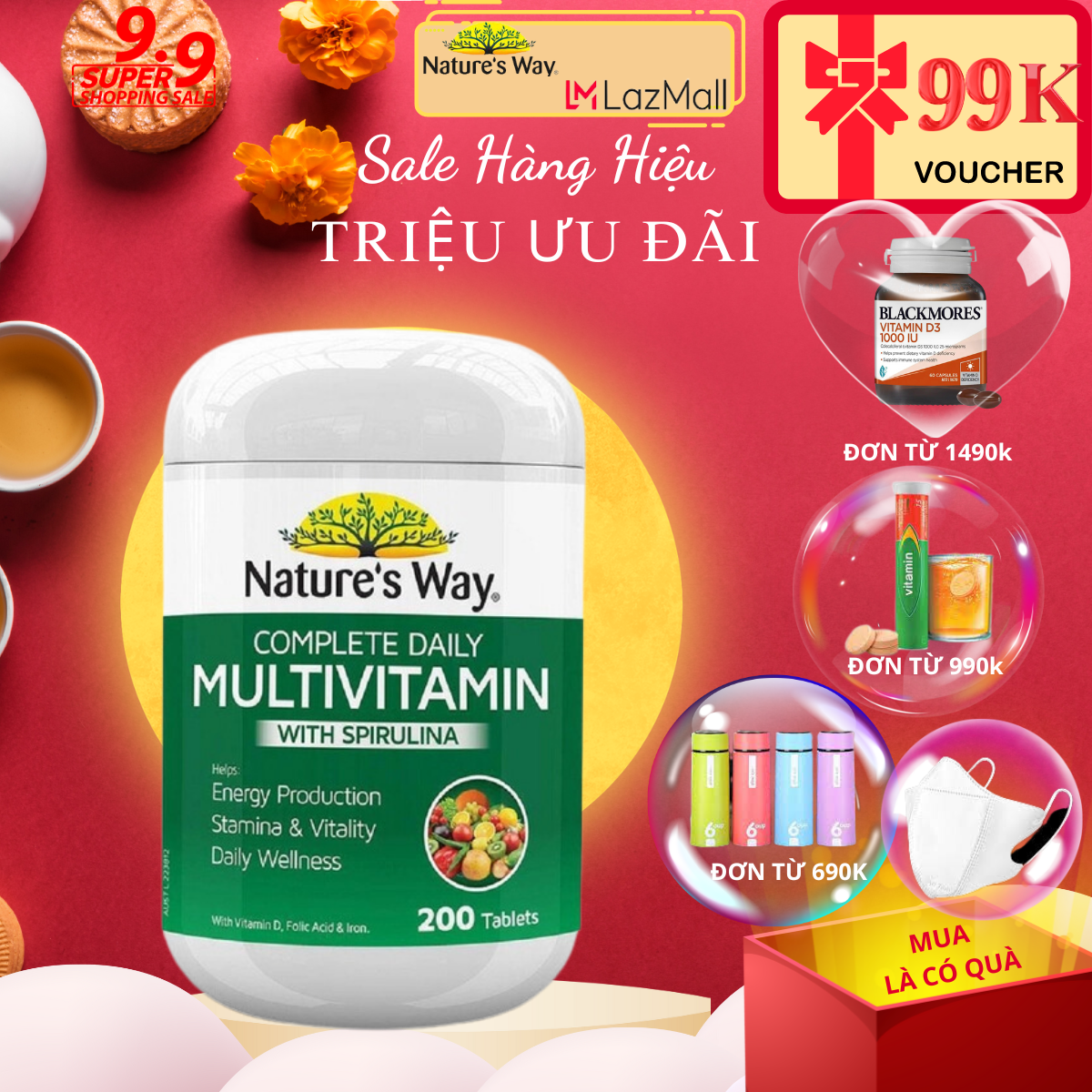 Vitamin Tổng Hợp Tảo Biển Nature’s Way Complete Daily Multivitamin 200 Viên