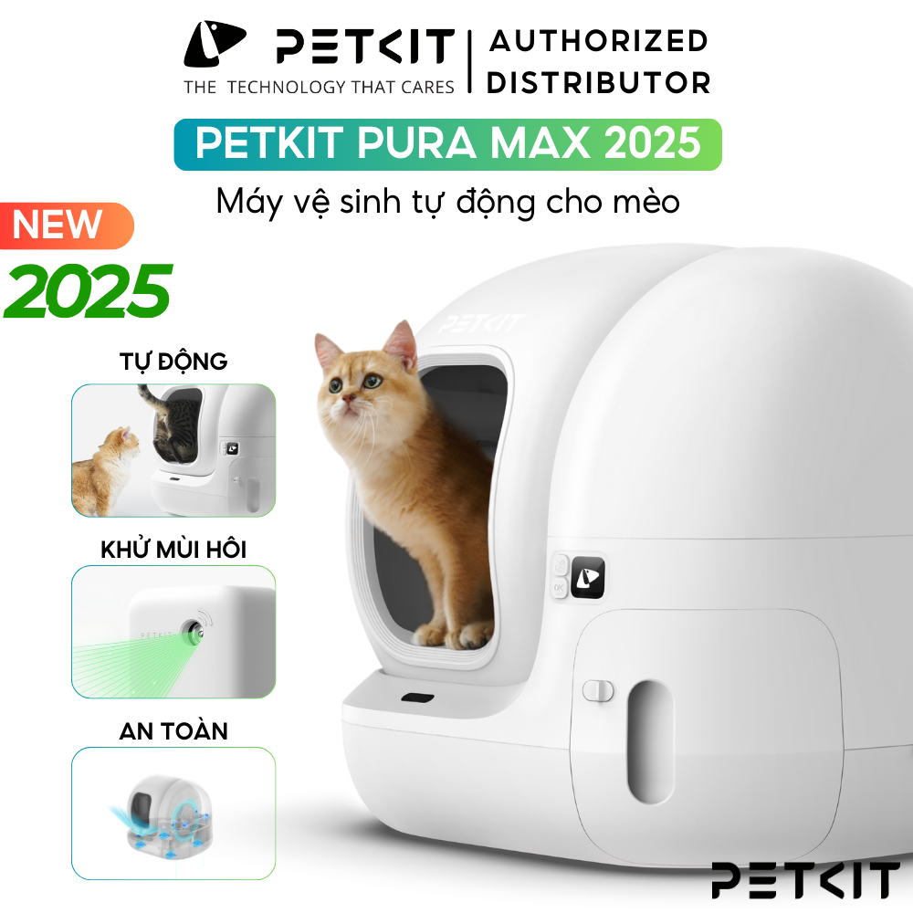 Nhà vệ sinh cho mèo, máy vệ sinh cho mèo, máy dọn phân mèo tự động petkit pura max 2025