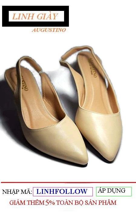 Giày augustino cổ tim gót nhọn cao 5 phân hở gót