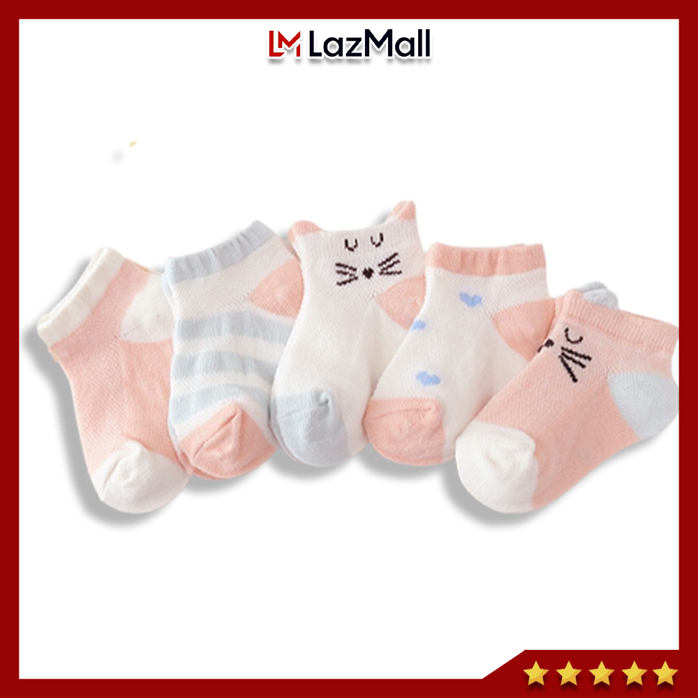 Tất điều hòa cho bé, set 5 đôi tất cổ thấp Kid's socks đủ size từ 0-3 tuổi