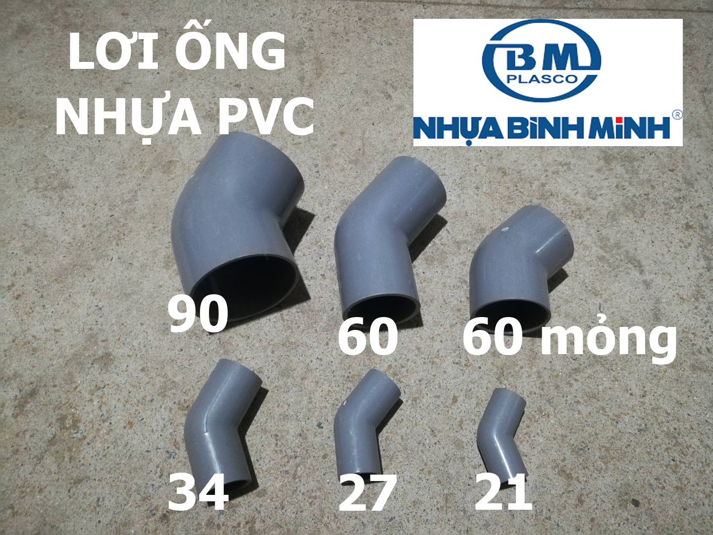 Lơi ống nhựa pvc, phụ kiện ống nước co lơi phi 21, 27, 34, 60mm bình minh