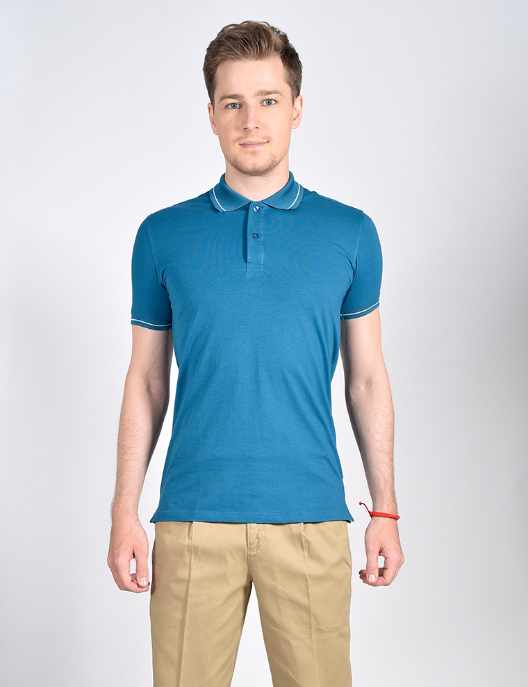 Áo Polo nam Novelty màu xanh cổ vịt NATMMDNCSR181247N