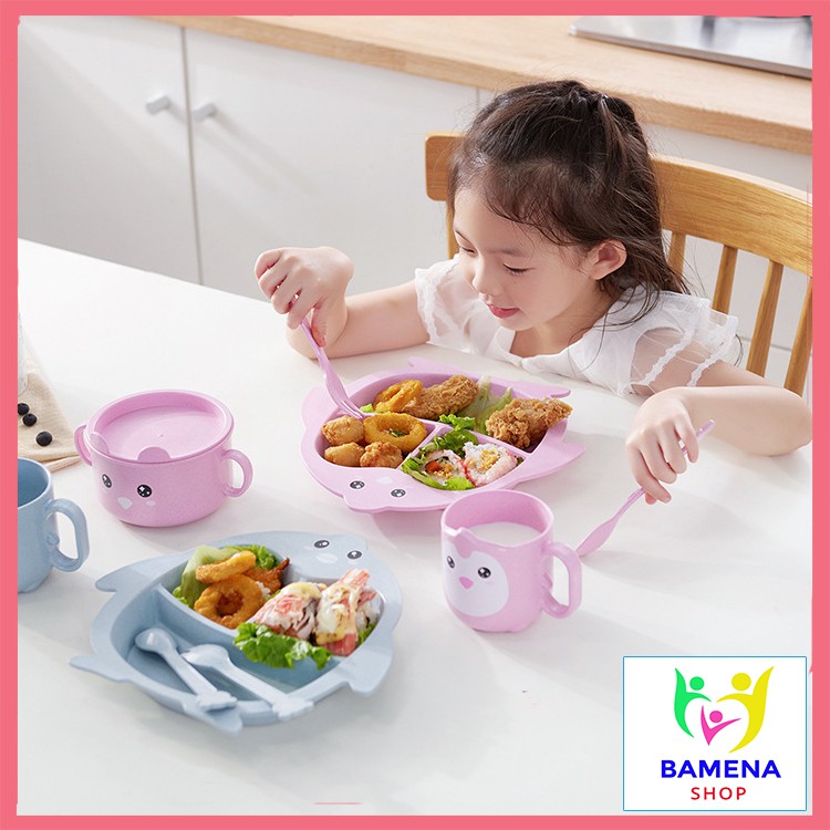 Khay ăn dặm lúa mạch hình chim cánh cụt ngộ nghĩnh giúp bé ăn ngon miệng AD09