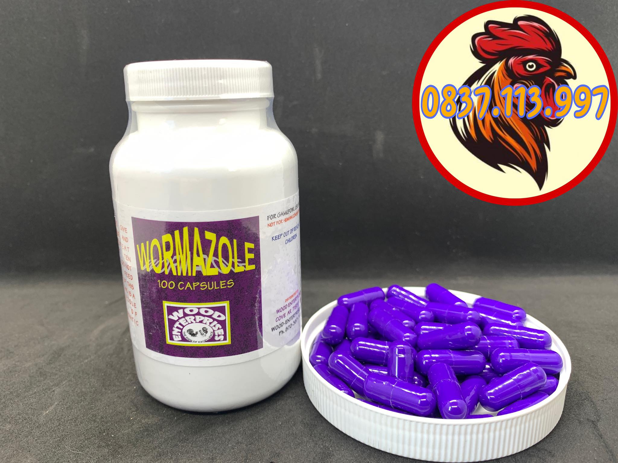 WORMAZOLE - MỸ DÒNG XỖ LÃI CAO CẤP CỦA MỸ , KHÔNG GÂY HẠI ĐƯỜNG RUỘT CHO GÀ ĐÁ HỘP 100 VIÊN