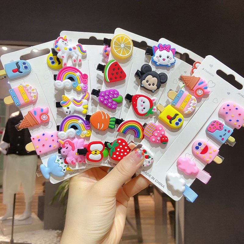 Set 10 kẹp tóc hoa quả cute cho bé gái - shop giao trộn nhiều mẫu