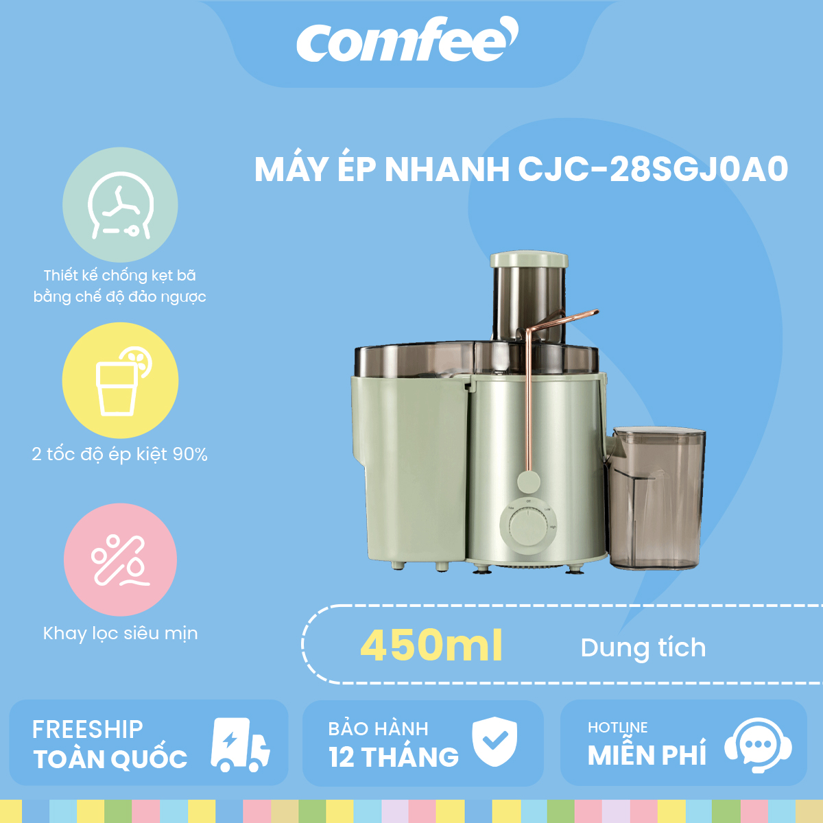 Máy ép Comfee CJC-28SGJ0A0 280W - Hàng chính hãng bảo hành 12 tháng