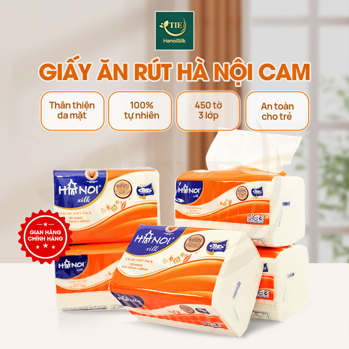 Combo 8 Gói Giấy Ăn Rút Hà Nội Silk 150 Tờ x 3 Lớp Giá Mềm, Khăn Giấy 100% Gỗ Tự Nhiên Mềm Mại Bền Dai An Toàn Cho Bé