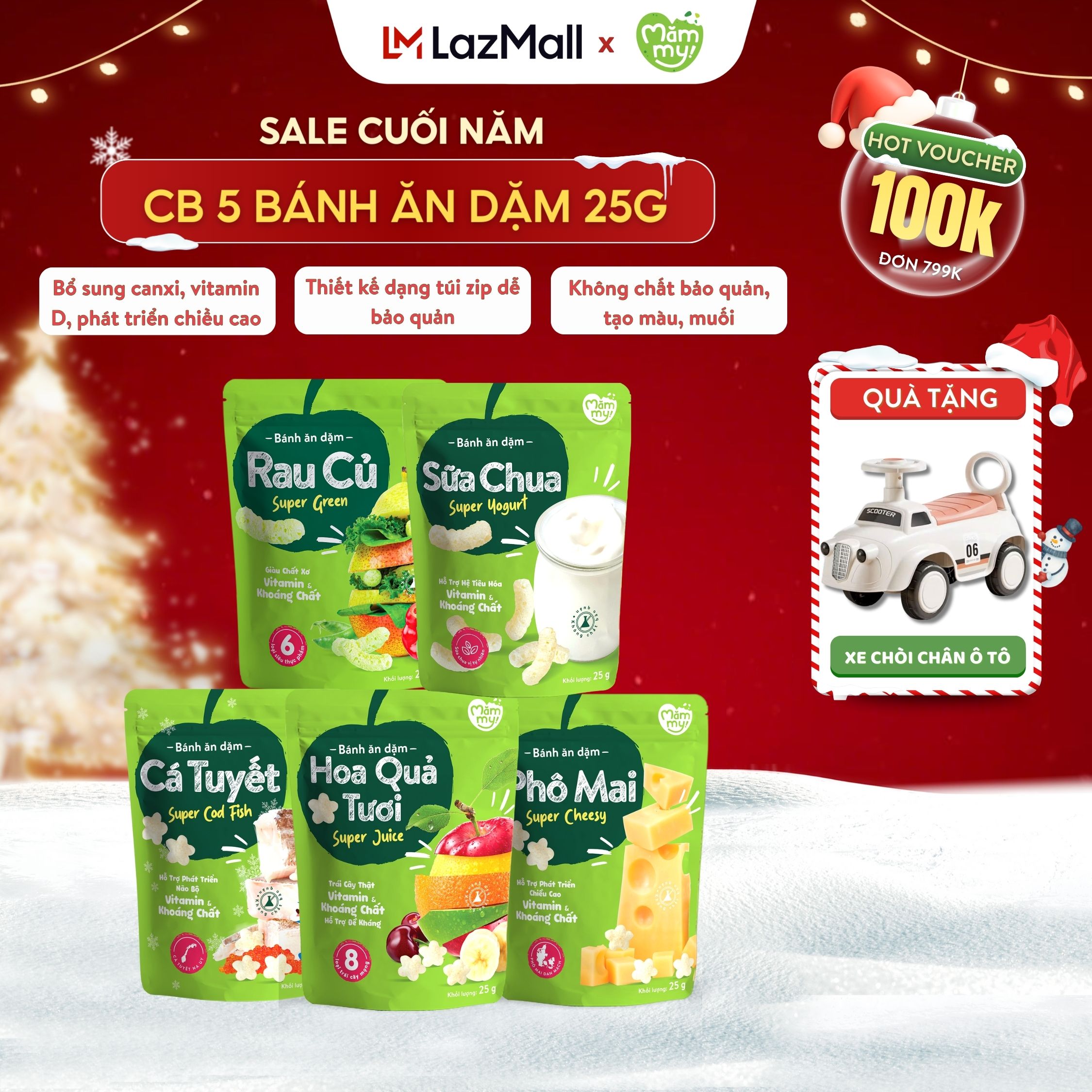  Combo 5 bánh ăn dặm Mămmy vị rau củ phô mai trái cây cá tuyết sữa chua giòn tan vừa tay bé tan ngay trong miệng bé gói 25g 