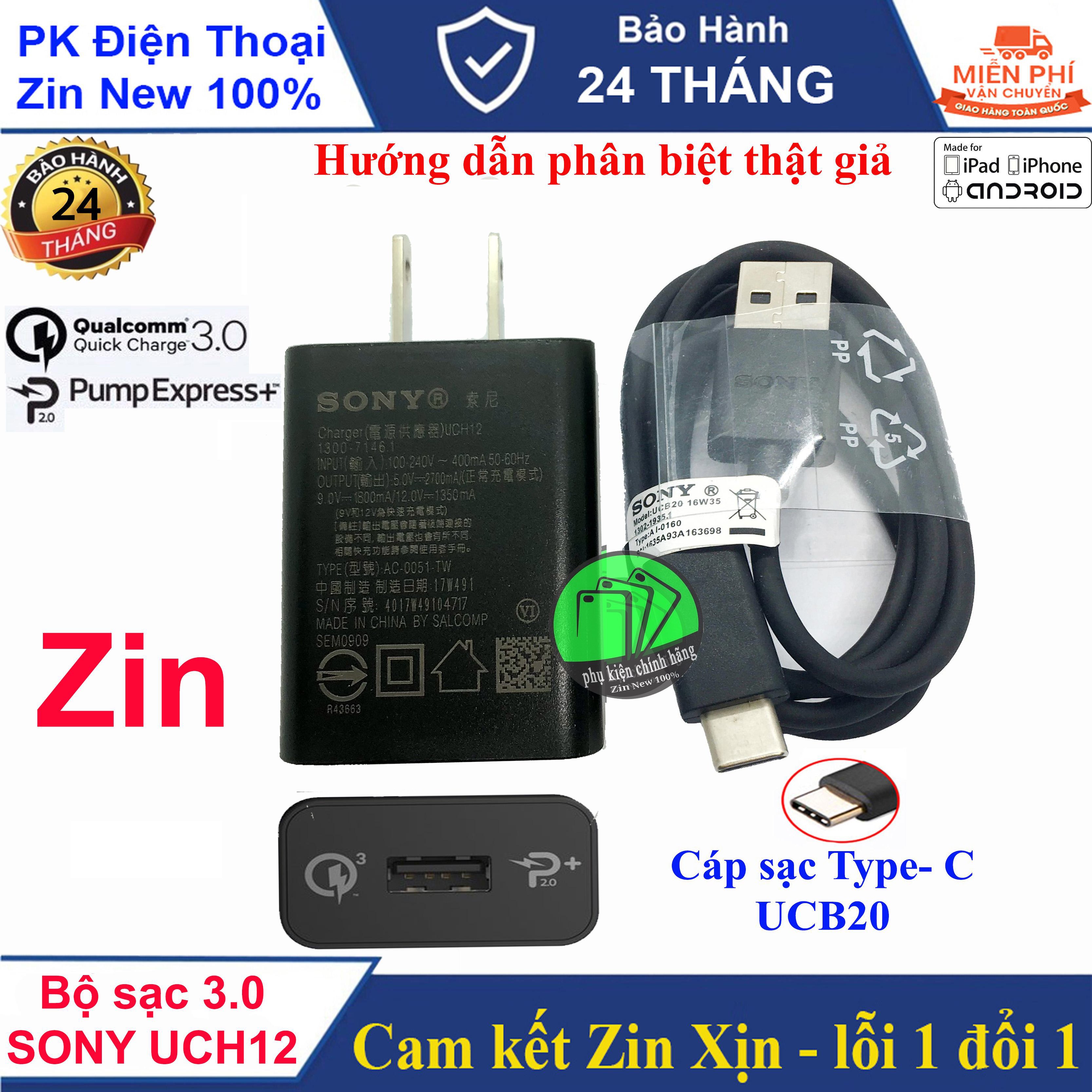 Củ sạc và Cáp sạc nhanh (Quick Charger 3.0) dành cho Sony UCH12  - Cam kết Chuẩn Zin Xịn