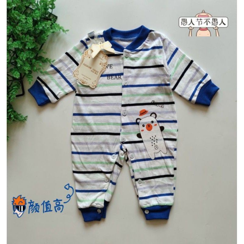 Body cotton dài tay cho bé 3_8kg / mã kẻ - nhiều mẫu