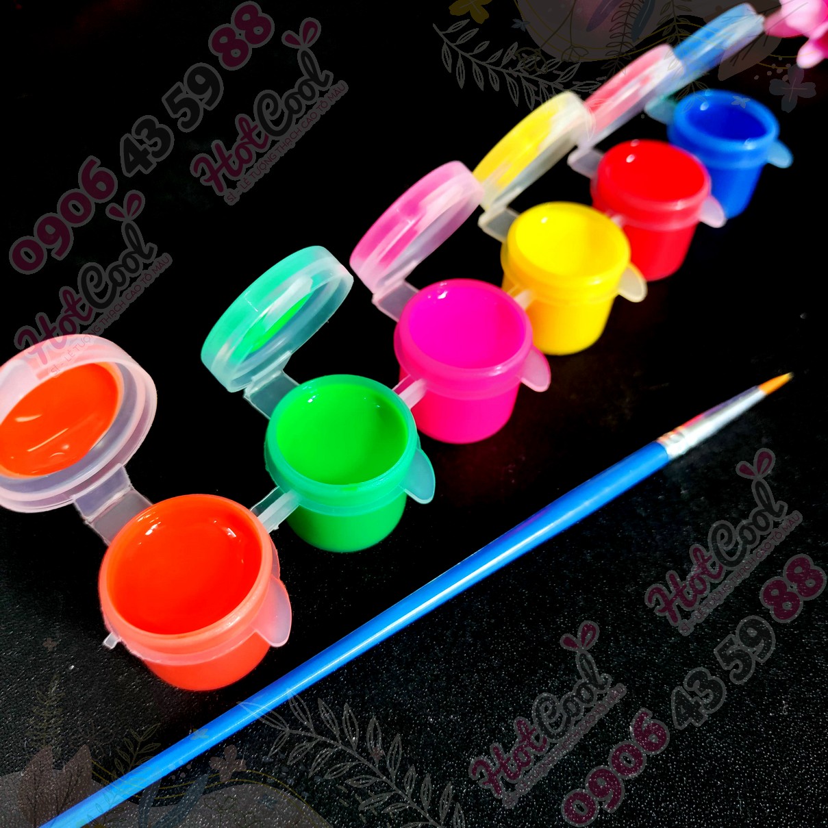 Màu nước, tô tượng, tô tranh, bộ 6 màu tặng 1 cọ
